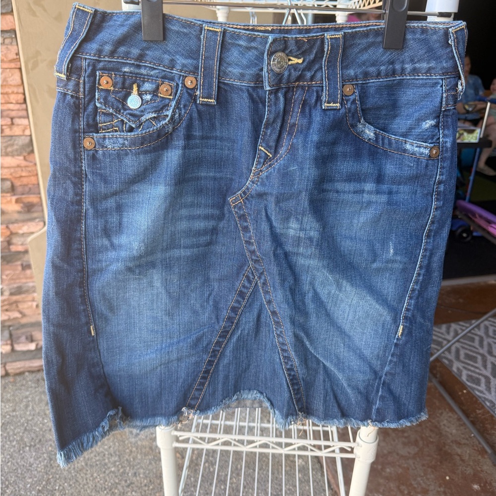 True Religion Abby Mini Skirt with Frayed Hem